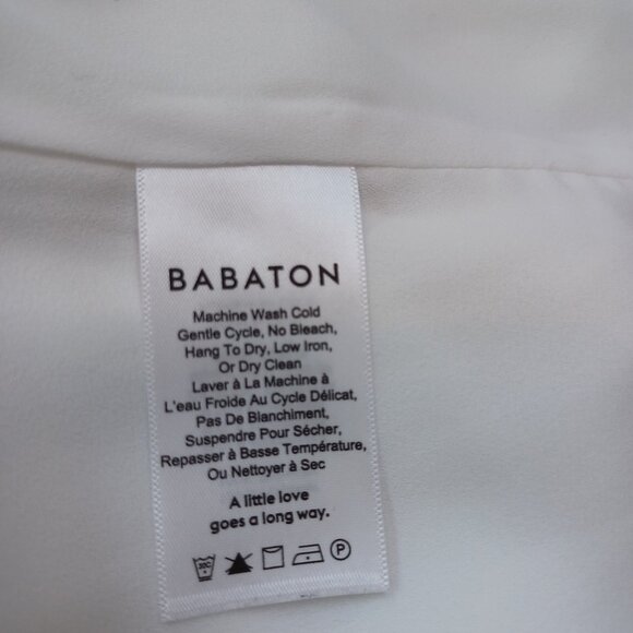 Aritzia Babaton Blouse Murphy White V Neck Cropped Blouse Long Sleeve Womens L - Picture 11 of 15